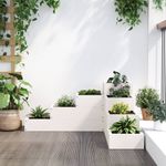 Casa si Gradina - Gradinarit si plante - Plante si ghivece - Ghivece si suporturi - Jardiniera gradina 4 niveluri, alb 80,5x79x36 cm lemn masiv pin - Infinity.ro