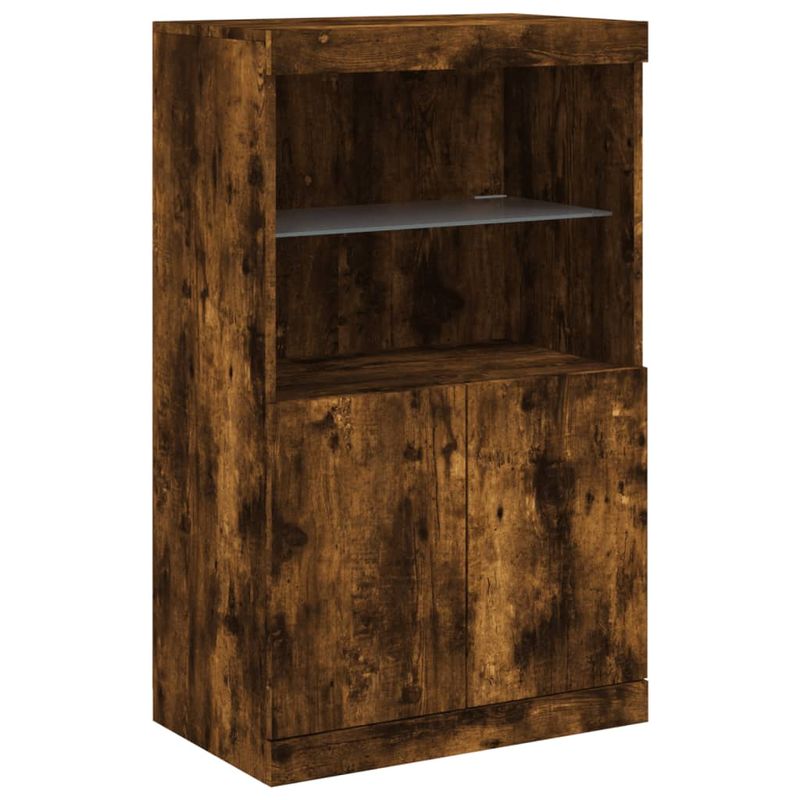 Casa si Gradina - Mobilier - Comode si corpuri - Comode - Servanta cu lumini LED, stejar fumuriu, 60,5x37x100 cm - Infinity.ro