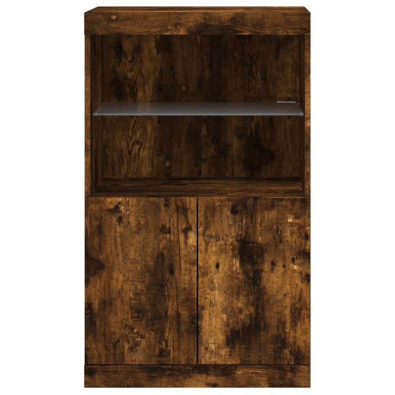 Casa si Gradina - Mobilier - Comode si corpuri - Comode - Servanta cu lumini LED, stejar fumuriu, 60,5x37x100 cm - Infinity.ro