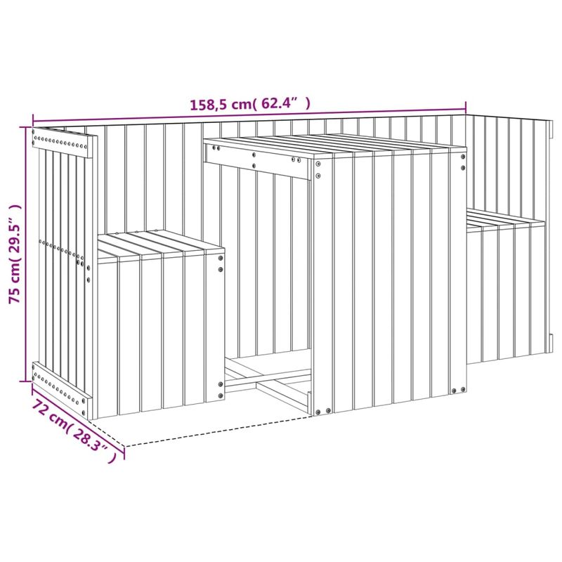 Casa si Gradina - Gradina si terasa - Mobilier exterior - Seturi mobila gradina - Set de balcon cu 2 locuri, gri, lemn masiv de pin - Infinity.ro