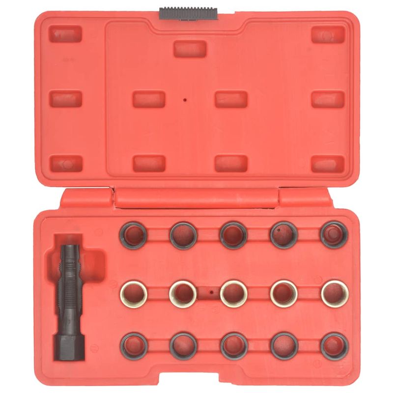 Auto si Moto - Reparatii si depanare - Scule auto - Scule si truse auto - Set pentru reparatii filete de bujii, 16 piese, M14 x 1,25 - Infinity.ro