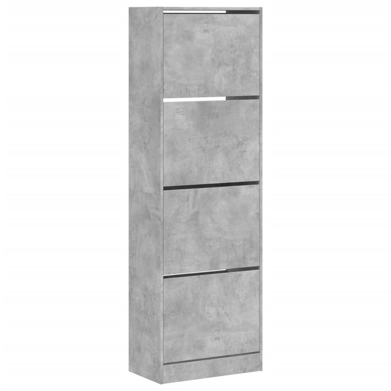 Casa si Gradina - Mobilier - Organizare si depozitare - Organizator incaltaminte - Dulap de pantofi 4 sertare rabatabile, gri beton, 60x34x187,5cm - Infinity.ro