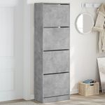 Casa si Gradina - Mobilier - Organizare si depozitare - Organizator incaltaminte - Dulap de pantofi 4 sertare rabatabile, gri beton, 60x34x187,5cm - Infinity.ro