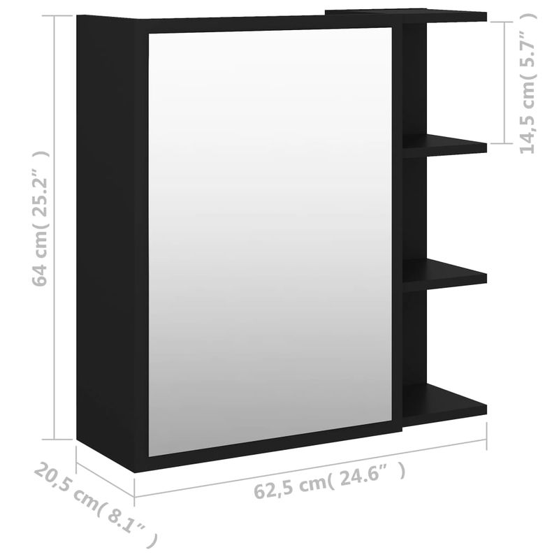 Casa si Gradina - Mobilier - Comode si corpuri - Masute de toaleta - Dulap de baie cu oglinda, negru, 62,5 x 20,5 x 64 cm, PAL - Infinity.ro