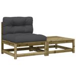 Casa si Gradina - Gradina si terasa - Mobilier exterior - Canapele si fotolii gradina - Canapea de gradina fara cotiere, cu perne și taburet, tratat natural, model armless sofa - Infinity.ro