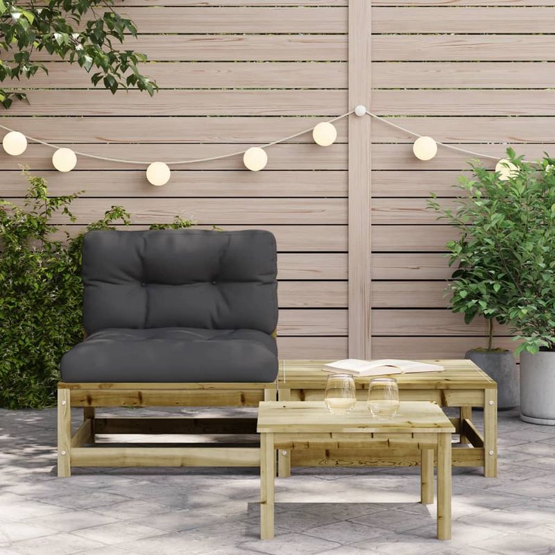 Casa si Gradina - Gradina si terasa - Mobilier exterior - Canapele si fotolii gradina - Canapea de gradina fara cotiere, cu perne și taburet, tratat natural, model armless sofa - Infinity.ro