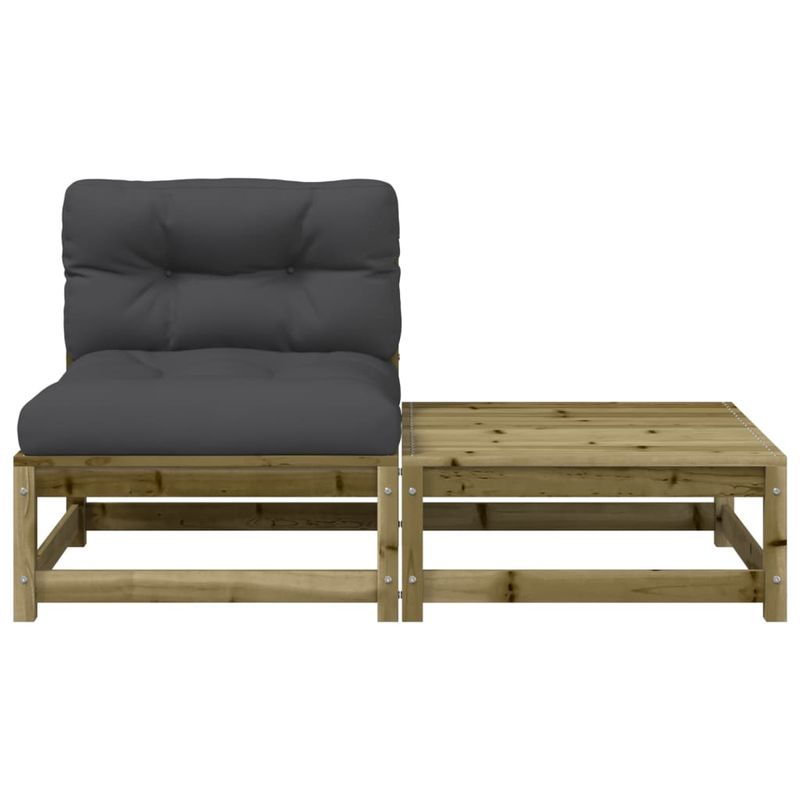 Casa si Gradina - Gradina si terasa - Mobilier exterior - Canapele si fotolii gradina - Canapea de gradina fara cotiere, cu perne și taburet, tratat natural, model armless sofa - Infinity.ro