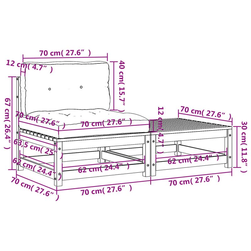Casa si Gradina - Gradina si terasa - Mobilier exterior - Canapele si fotolii gradina - Canapea de gradina fara cotiere, cu perne și taburet, tratat natural, model armless sofa - Infinity.ro