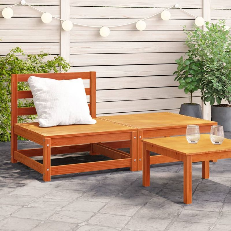 Casa si Gradina - Gradina si terasa - Mobilier exterior - Canapele si fotolii gradina - Canapea de gradina fara brate cu taburet, pin brun - Infinity.ro