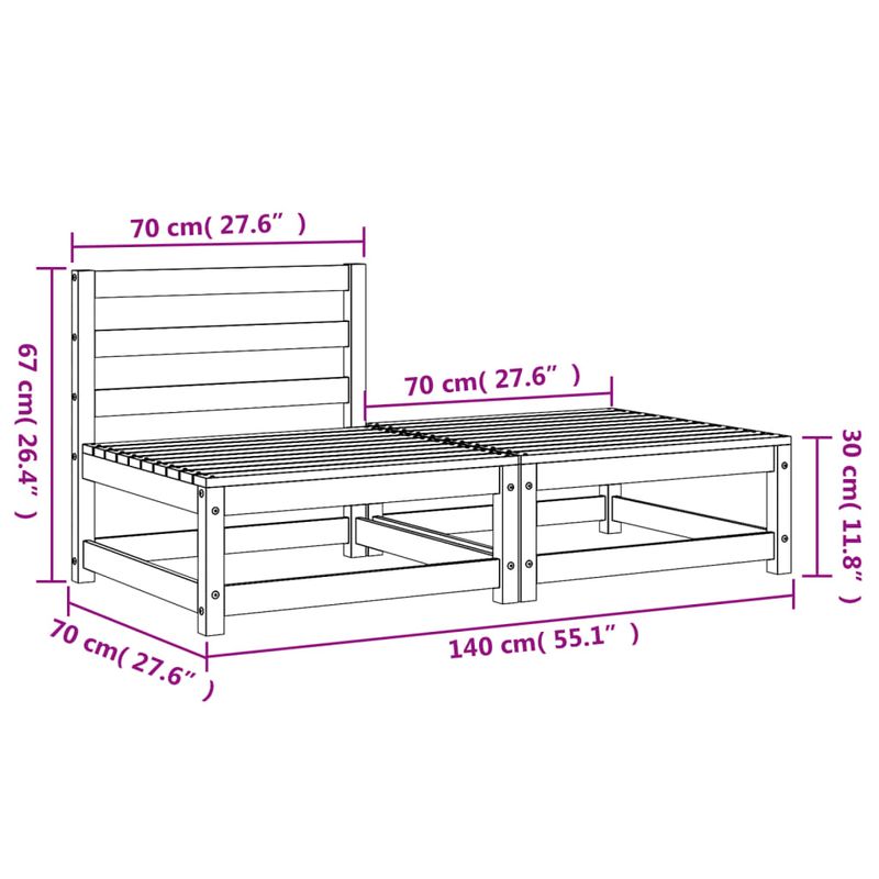 Casa si Gradina - Gradina si terasa - Mobilier exterior - Canapele si fotolii gradina - Canapea de gradina fara brate cu taburet, pin brun - Infinity.ro