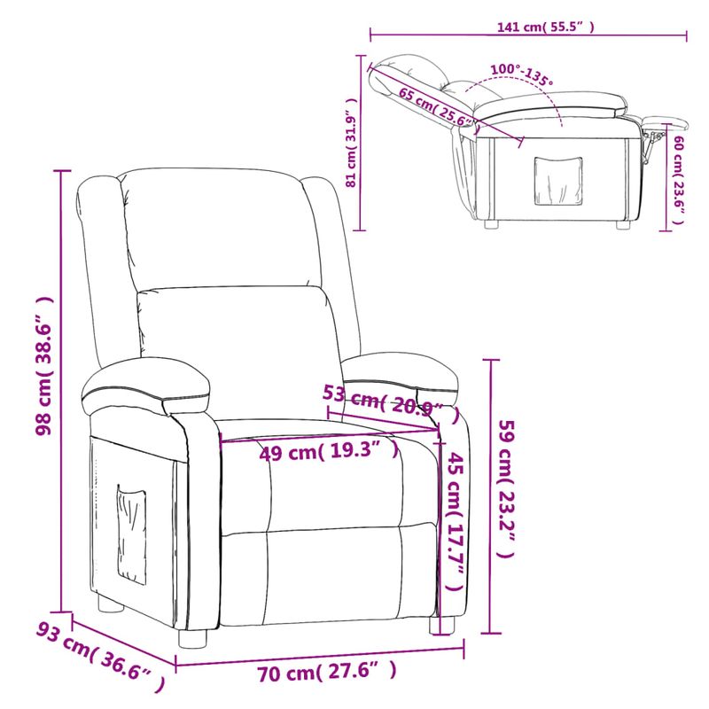 Casa si Gradina - Mobilier - Scaune si fotolii - Fotolii - Fotoliu rabatabil, cappuccino, piele ecologica - Infinity.ro