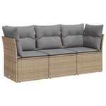 Casa si Gradina - Gradina si terasa - Mobilier exterior - Seturi mobila gradina - Set canapele de gradina, 3 piese, cu perne, bej, poliratan - Infinity.ro