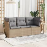 Casa si Gradina - Gradina si terasa - Mobilier exterior - Seturi mobila gradina - Set canapele de gradina, 3 piese, cu perne, bej, poliratan - Infinity.ro