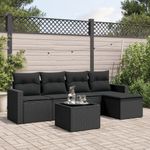 Casa si Gradina - Gradina si terasa - Mobilier exterior - Canapele si fotolii gradina - Set mobilier de gradina cu perne, 6 piese, negru, poliratan - Infinity.ro