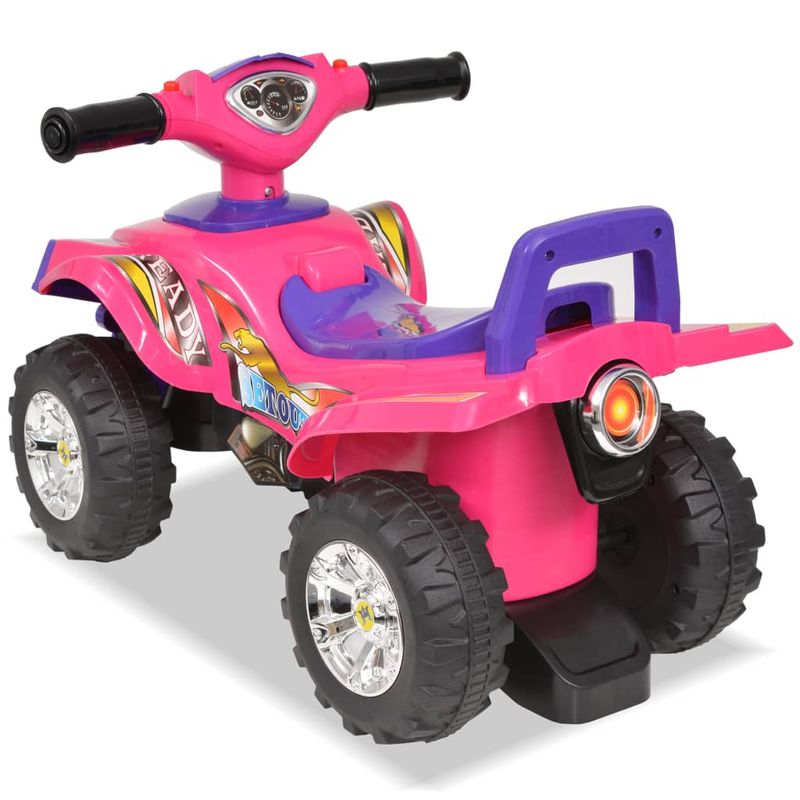Jucarii, Copii si Bebe - Jucarii si jocuri - Jucarii de exterior - Masinute si vehicule pentru copii - ATV de plimbare pentru copii cu sunet si lumina roz si violet - Infinity.ro