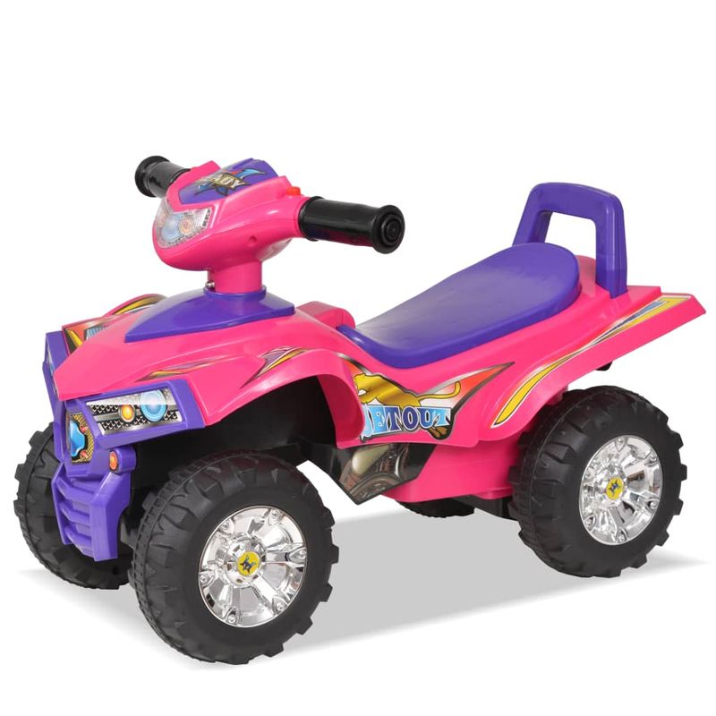 Jucarii, Copii si Bebe - Jucarii si jocuri - Jucarii de exterior - Masinute si vehicule pentru copii - ATV de plimbare pentru copii cu sunet si lumina roz si violet - Infinity.ro