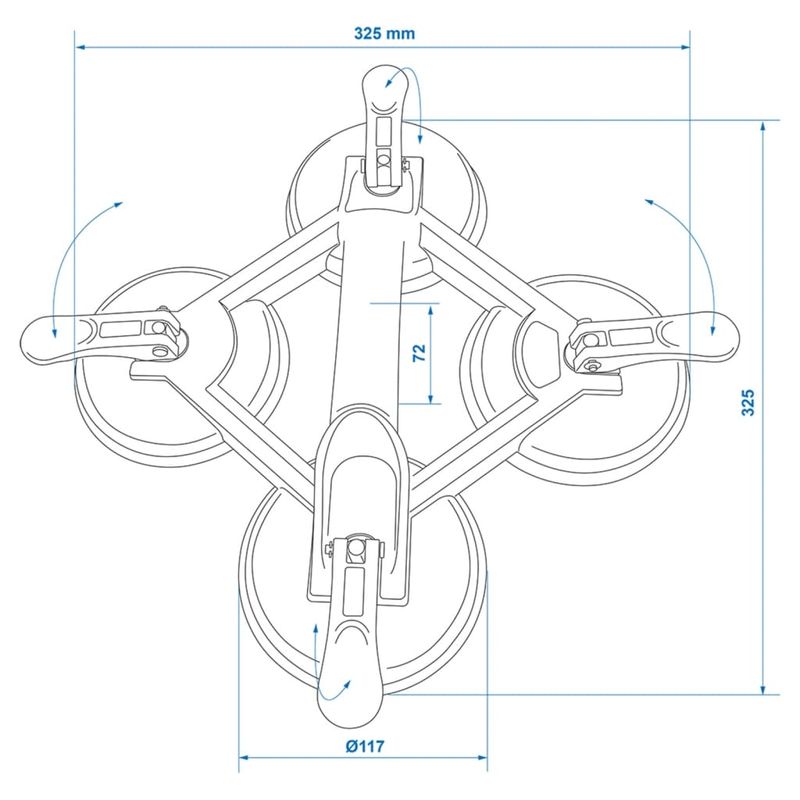 Auto si Moto - Reparatii si depanare - Scule auto - Scule si truse auto - ProPlus Dispozitiv ridicare cu 4 ventuze aspirare, argintiu, aluminiu - Infinity.ro