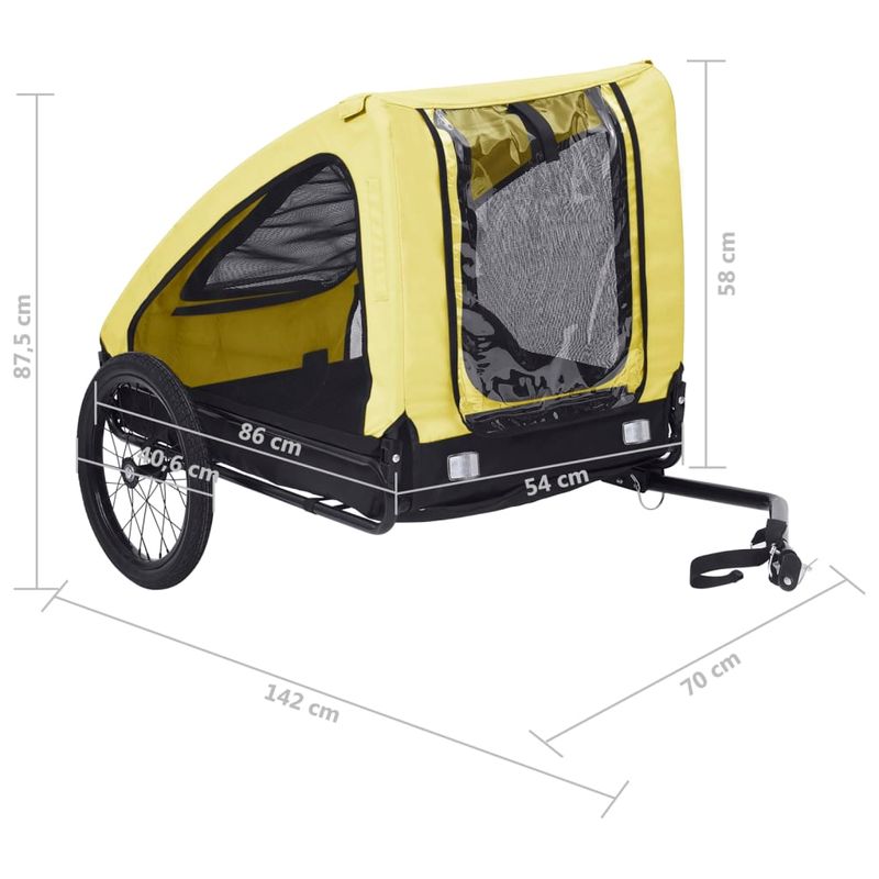 Petshop - Accesorii petshop - Culcusuri si custi - Genti si articole transport - Remorca de bicicleta pentru animale de companie, galben & negru - Infinity.ro