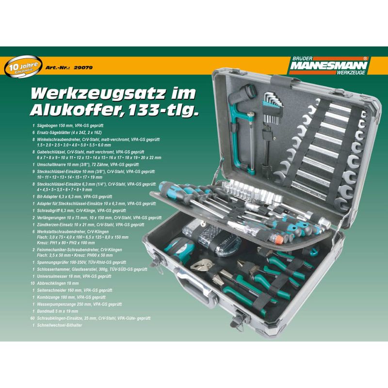 Auto si Moto - Reparatii si depanare - Scule auto - Scule si truse auto - 408594 Bruder Mannesmann Caseta de scule, 133 piese - Infinity.ro