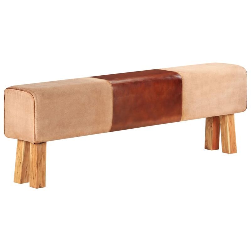Casa si Gradina - Mobilier - Canapele si coltare - Banchete - Banca Bok gimnastica maro 160 cm piele naturala/lemn acacia, maro deschis - Infinity.ro