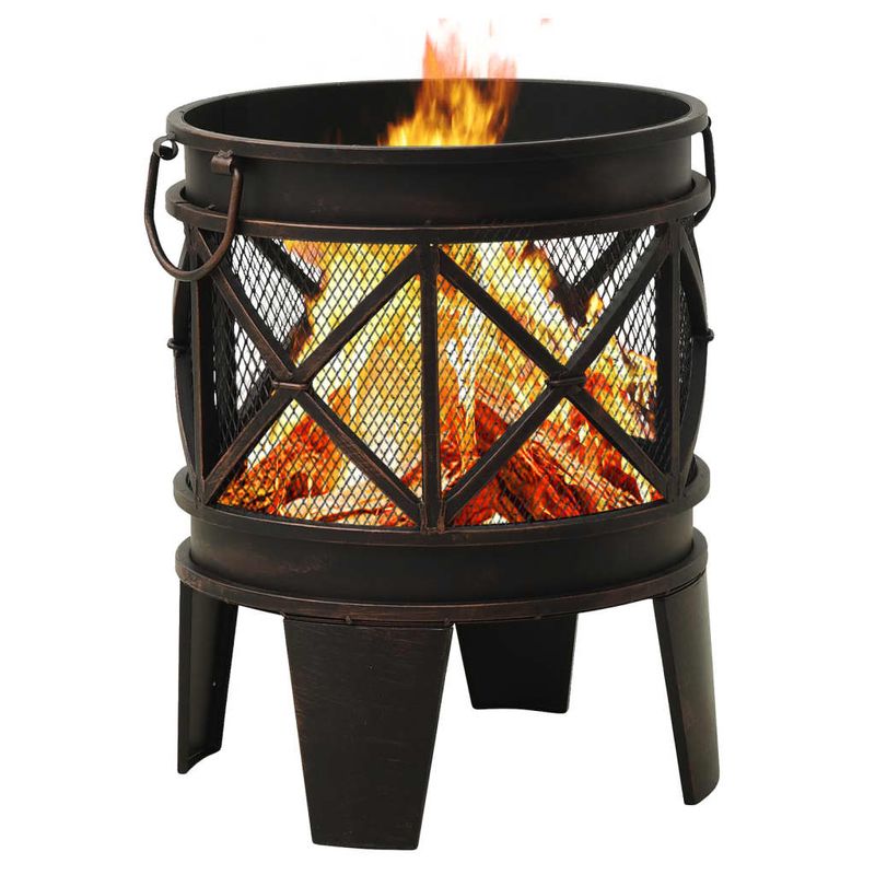 Casa si Gradina - Termice - Sobe, Seminee si accesorii - Seminee - Vatra de foc rustica, cu vatrai, Φ42x54 cm, otel - Infinity.ro