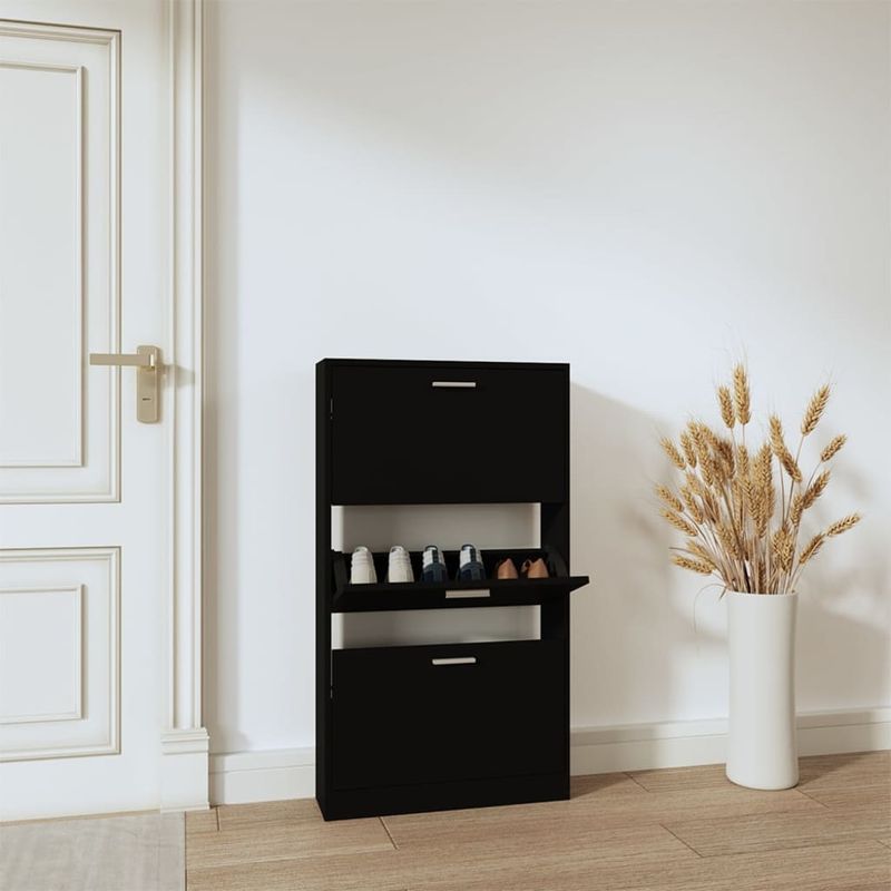Casa si Gradina - Mobilier - Organizare si depozitare - Organizator incaltaminte - Pantofar, negru, 59x17x108 cm, lemn compozit - Infinity.ro
