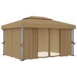 Casa si Gradina - Gradina si terasa - Umbrele si pavilioane - Pavilioane - Pavilion cu perdea, gri taupe, 4x3 m, aluminiu - Infinity.ro