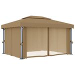 Casa si Gradina - Gradina si terasa - Umbrele si pavilioane - Pavilioane - Pavilion cu perdea, gri taupe, 4x3 m, aluminiu - Infinity.ro