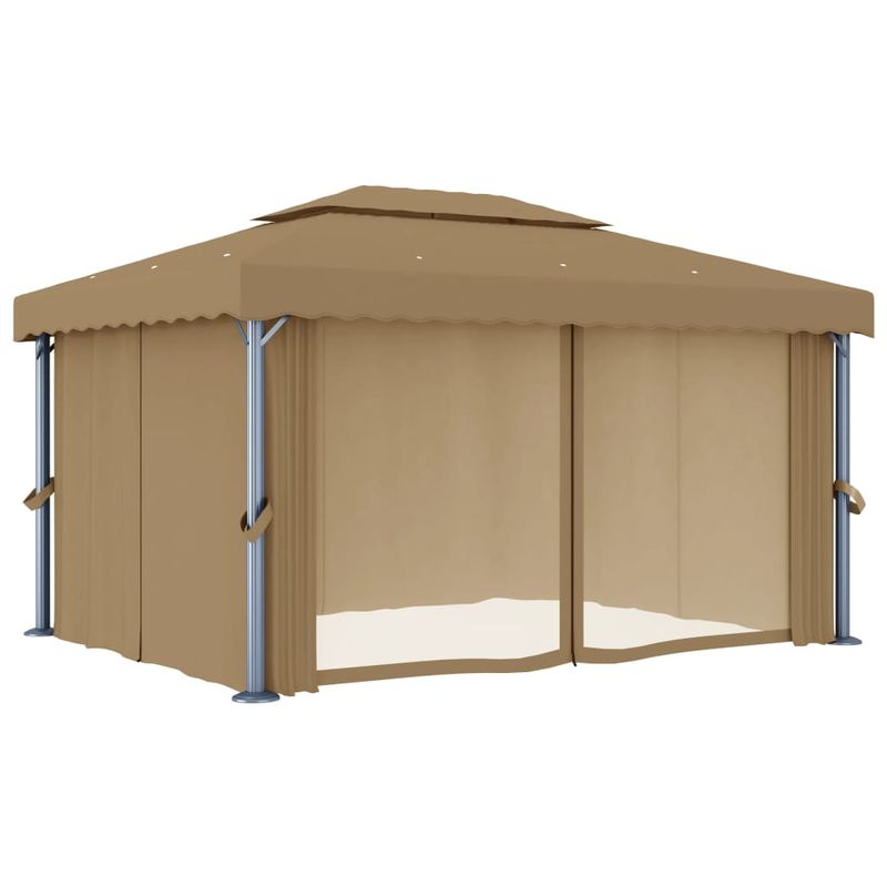 Casa si Gradina - Gradina si terasa - Umbrele si pavilioane - Pavilioane - Pavilion cu perdea, gri taupe, 4x3 m, aluminiu - Infinity.ro