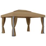 Casa si Gradina - Gradina si terasa - Umbrele si pavilioane - Pavilioane - Pavilion cu perdea, gri taupe, 4x3 m, aluminiu - Infinity.ro