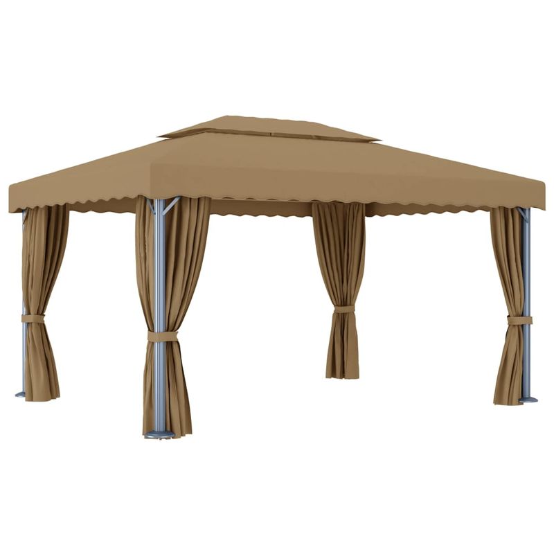 Casa si Gradina - Gradina si terasa - Umbrele si pavilioane - Pavilioane - Pavilion cu perdea, gri taupe, 4x3 m, aluminiu - Infinity.ro