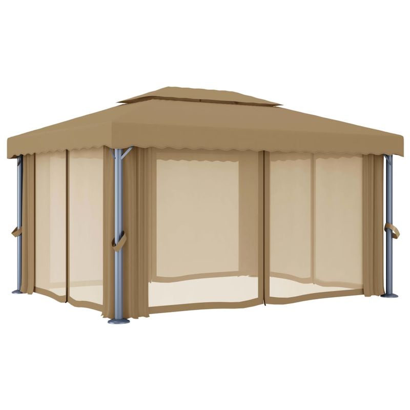 Casa si Gradina - Gradina si terasa - Umbrele si pavilioane - Pavilioane - Pavilion cu perdea, gri taupe, 4x3 m, aluminiu - Infinity.ro