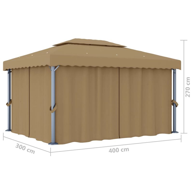 Casa si Gradina - Gradina si terasa - Umbrele si pavilioane - Pavilioane - Pavilion cu perdea, gri taupe, 4x3 m, aluminiu - Infinity.ro