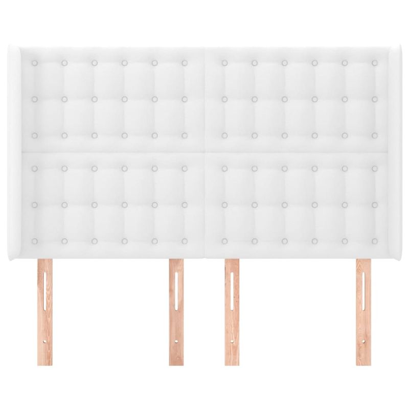 Casa si Gradina - Mobilier - Paturi si accesorii - Accesorii paturi - Tablie de pat cu aripioare, alb, 147x16x118/128 cm, piele eco - Infinity.ro