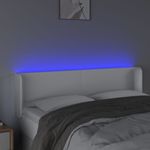 Casa si Gradina - Mobilier - Paturi si accesorii - Accesorii paturi - Tablie de pat cu LED, alb, 147x16x78/88 cm, piele ecologica - Infinity.ro