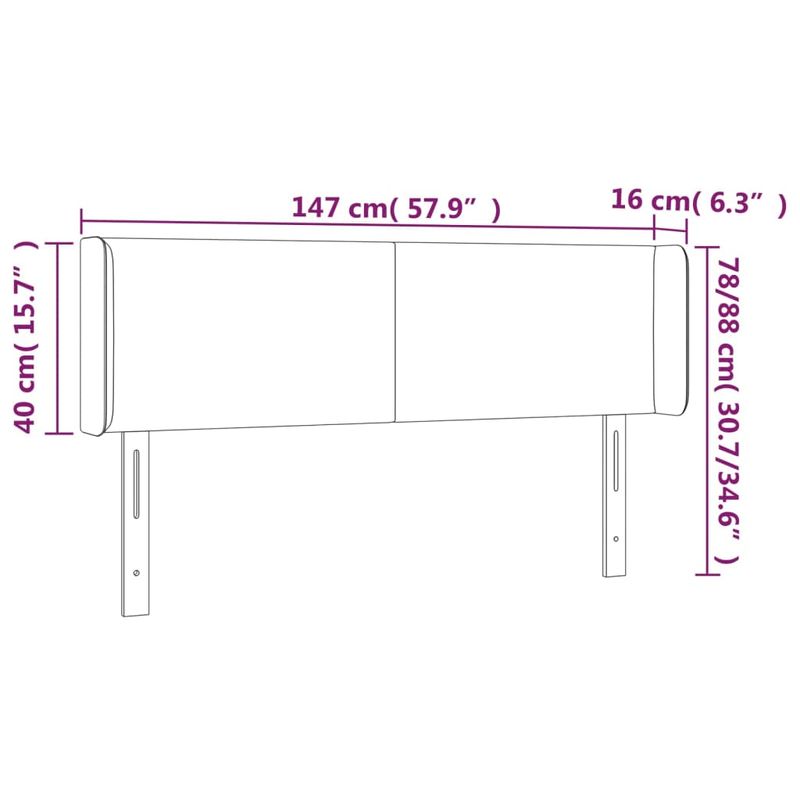Casa si Gradina - Mobilier - Paturi si accesorii - Accesorii paturi - Tablie de pat cu LED, alb, 147x16x78/88 cm, piele ecologica - Infinity.ro