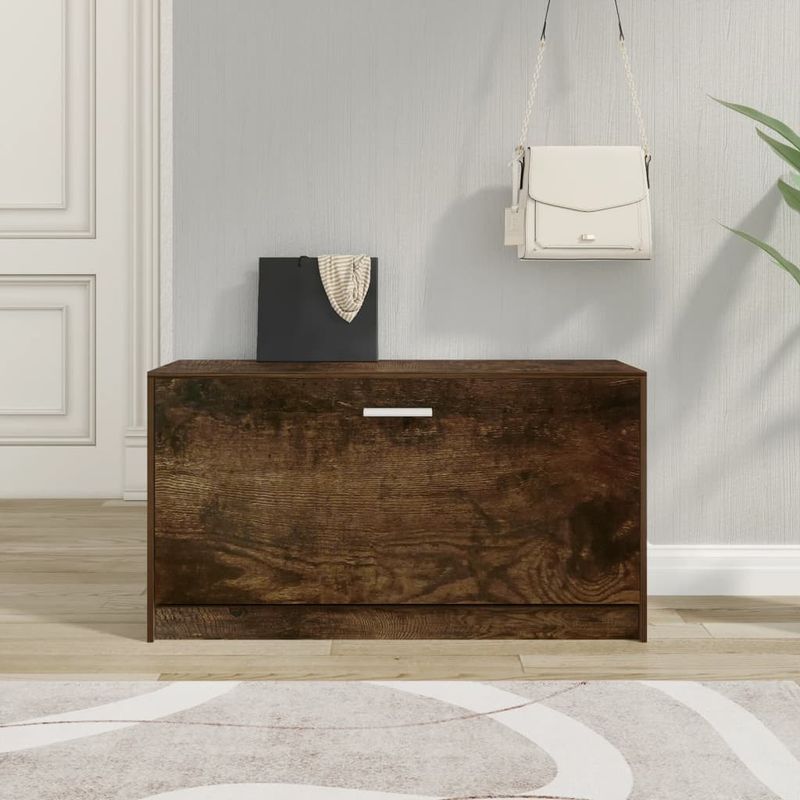 Casa si Gradina - Mobilier - Organizare si depozitare - Organizator incaltaminte - Banca pentru pantofi stejar fumuriu 80x24x45 cm lemn prelucrat - Infinity.ro