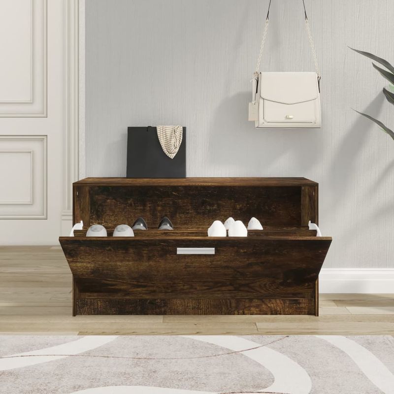 Casa si Gradina - Mobilier - Organizare si depozitare - Organizator incaltaminte - Banca pentru pantofi stejar fumuriu 80x24x45 cm lemn prelucrat - Infinity.ro
