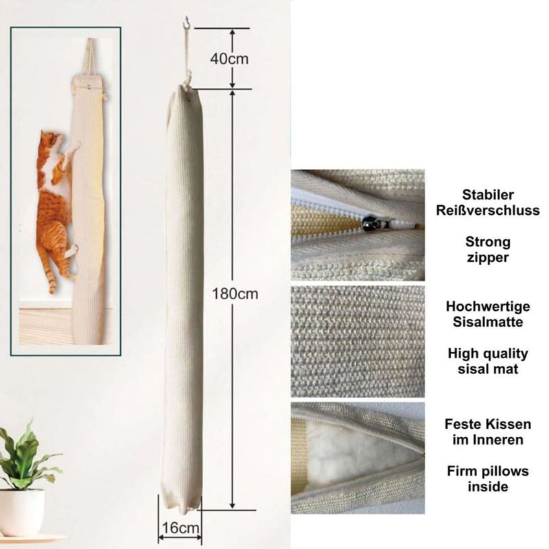 Petshop - Accesorii petshop - Jucarii animale - Ansambluri de joaca - Quapas  Sac de catarare pentru pisici, 180 cm, sisal - Infinity.ro