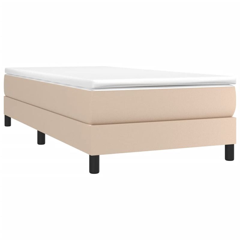 Casa si Gradina - Mobilier - Paturi si accesorii - Paturi - Cadru de pat box spring, cappuccino, 100x200cm, piele ecologica, înălțime 25 cm - Infinity.ro