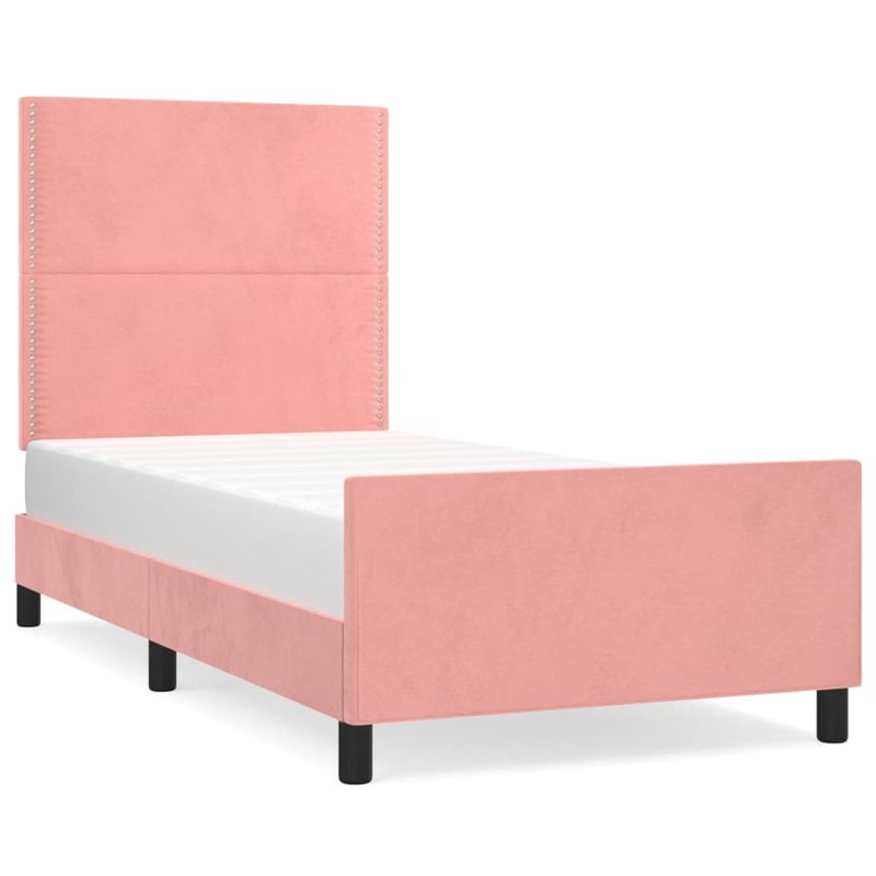 Casa si Gradina - Mobilier - Paturi si accesorii - Paturi - Cadru de pat cu tablie, roz, 90x190 cm, catifea - Infinity.ro