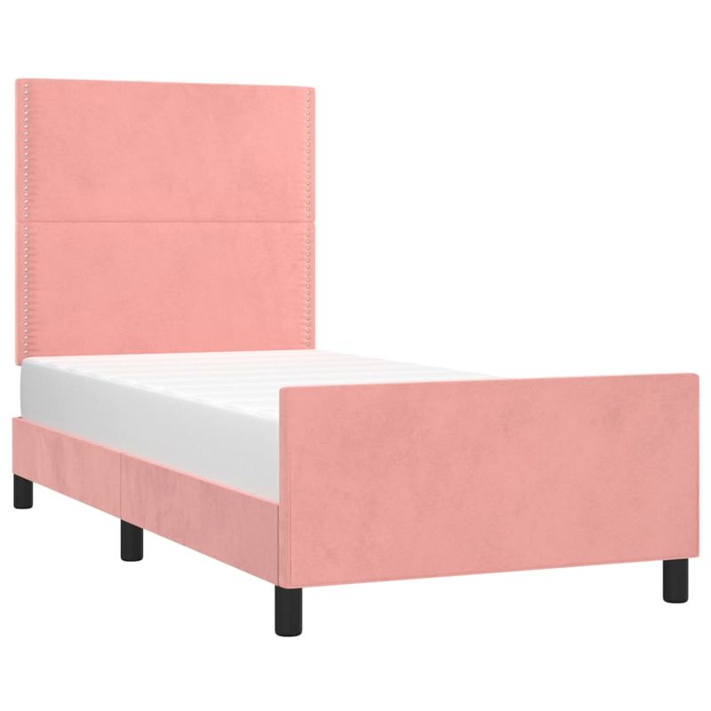 Casa si Gradina - Mobilier - Paturi si accesorii - Paturi - Cadru de pat cu tablie, roz, 90x190 cm, catifea - Infinity.ro