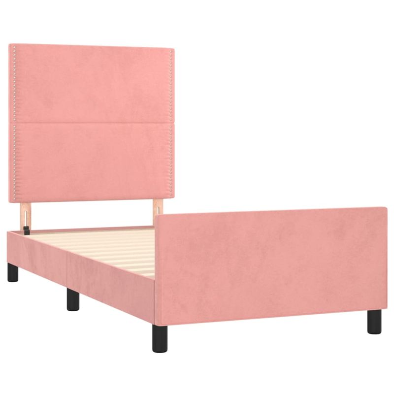 Casa si Gradina - Mobilier - Paturi si accesorii - Paturi - Cadru de pat cu tablie, roz, 90x190 cm, catifea - Infinity.ro