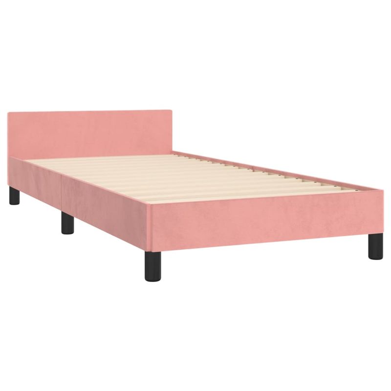 Casa si Gradina - Mobilier - Paturi si accesorii - Paturi - Cadru de pat cu tablie, roz, 90x190 cm, catifea - Infinity.ro