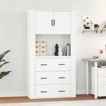 Casa si Gradina - Mobilier - Comode si corpuri - Corpuri bucatarie - Dulap inalt, alb extralucios, lemn compozit - Infinity.ro