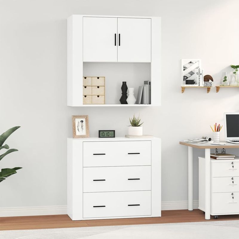 Casa si Gradina - Mobilier - Comode si corpuri - Corpuri bucatarie - Dulap inalt, alb extralucios, lemn compozit - Infinity.ro
