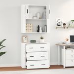 Casa si Gradina - Mobilier - Comode si corpuri - Corpuri bucatarie - Dulap inalt, alb extralucios, lemn compozit - Infinity.ro