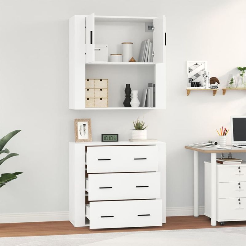 Casa si Gradina - Mobilier - Comode si corpuri - Corpuri bucatarie - Dulap inalt, alb extralucios, lemn compozit - Infinity.ro