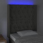 Casa si Gradina - Mobilier - Paturi si accesorii - Accesorii paturi - Tablie de pat cu LED, gri inchis, 83x16x118/128 cm, catifea - Infinity.ro