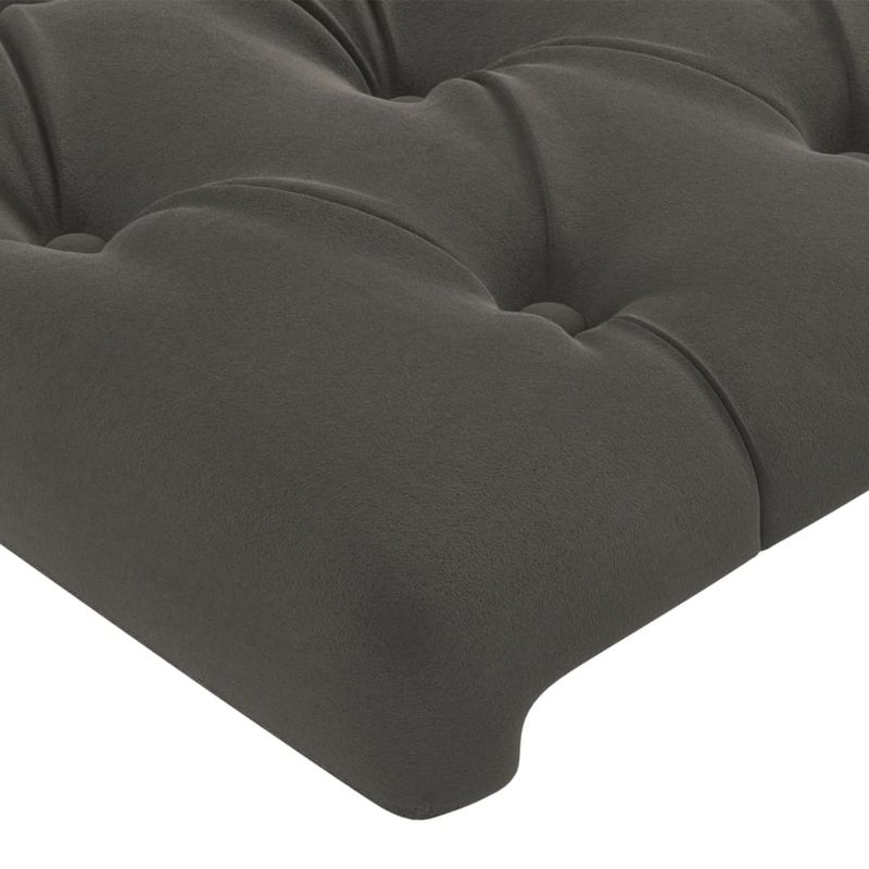 Casa si Gradina - Mobilier - Paturi si accesorii - Accesorii paturi - Tablie de pat cu LED, gri inchis, 83x16x118/128 cm, catifea - Infinity.ro